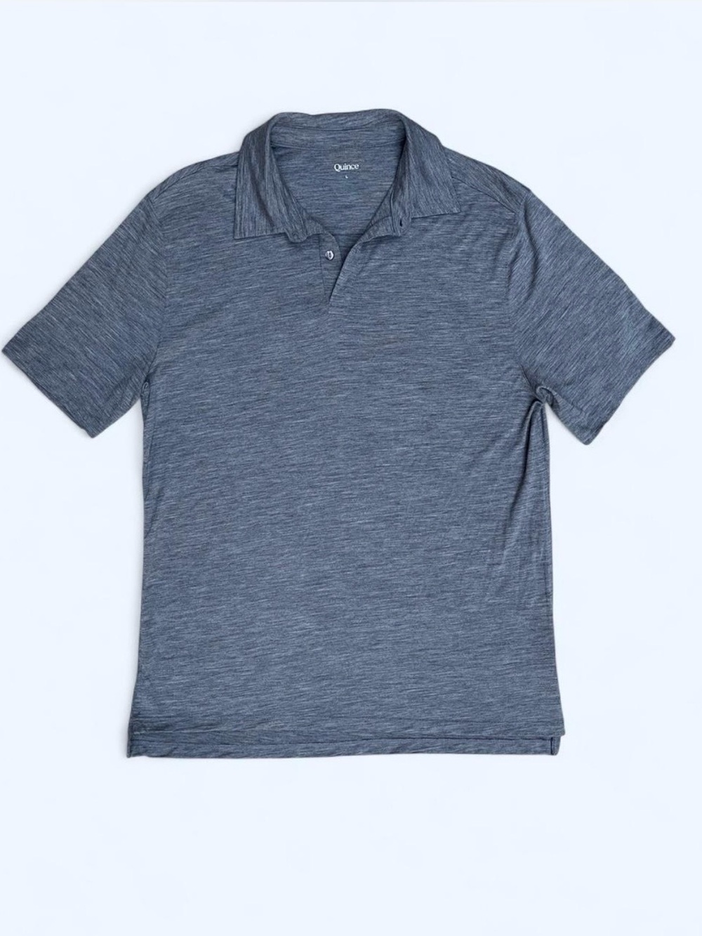 Quince Men's 100% merino wool Heatheres grey Polo Shirt streetwear academia L